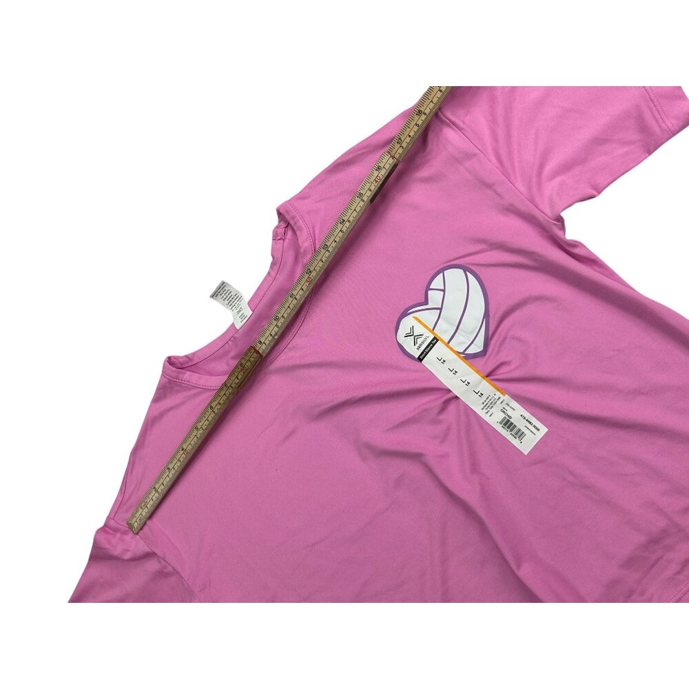 Girls Pink Xersion Short Sleeve Tee With Volleyball Heart Graphic L 14 Polyester - Picture 6 of 8